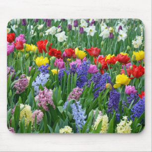 Bunter Frühlingsblumengarten Mousepad