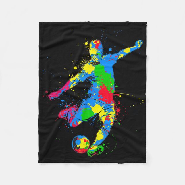 Bunter Fußballspieler  Fleecedecke (Vorderseite)