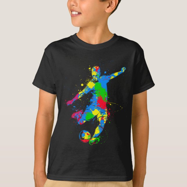 Bunter Fußballspieler  T-Shirt (Vorderseite)
