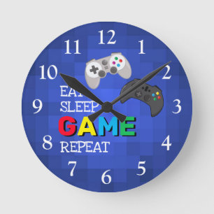 Bunter Gamer Videospieluhr Runde Wanduhr