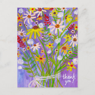 Bunter Gänseblumenstrauß Danke Postkarte