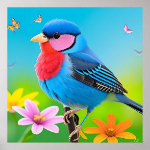Bunter Garten-Vogel-Kunstwerk Wanddekoration Vogel Poster