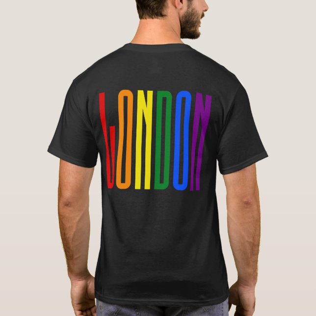 Bunter Gay Pride LGBT des Regenbogen-Text-LGBTQ T-Shirt (Rückseite)
