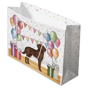 Bunter Geburtstag Chocolate Labrador Retriever Hun Große Geschenktüte