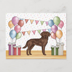 Bunter Geburtstag Chocolate Labrador Retriever Hun Postkarte