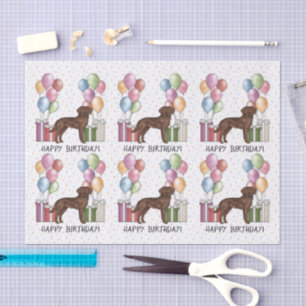 Bunter Geburtstag Chocolate Labrador Retriever Hun Seidenpapier