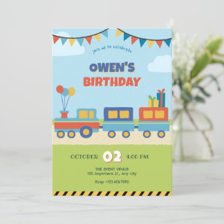 Bunter Geburtstag des Zuges Einladung
