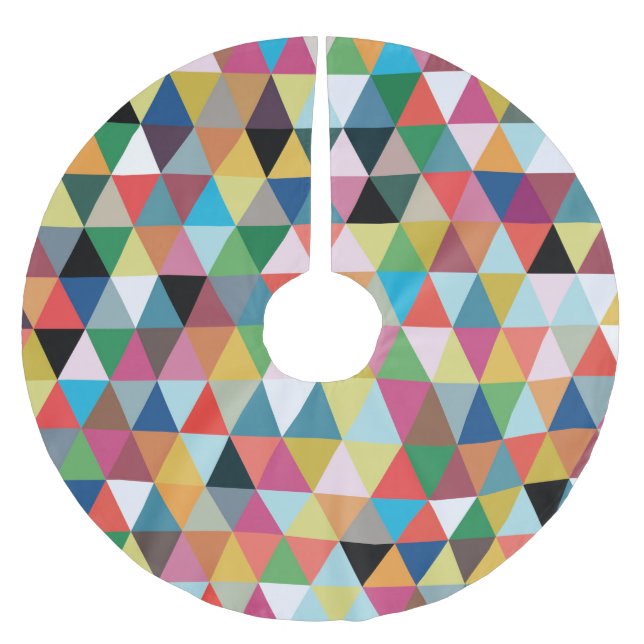 Bunter geometrischer gemusterter polyester weihnachtsbaumdecke (Vorderseite)