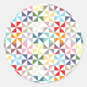 Bunter geometrischer Pinwheel Runder Aufkleber