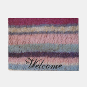 bunter gestrickter Streifenspaß der Retro Art Fußmatte
