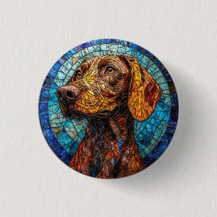 Bunter Glasmalerei-Hundeporträt Button