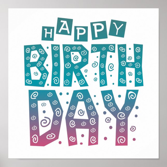 bunter glücklicher Geburtstag für alle Poster (Vorne)