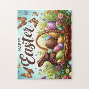 Bunter, glücklicher Osterkorb mit Eiern Puzzle