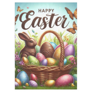 Bunter, glücklicher Osterkorb mit Eiern Tischdecke