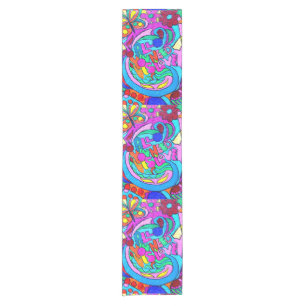 bunter groovy Frieden und Liebe Kurzer Tischläufer