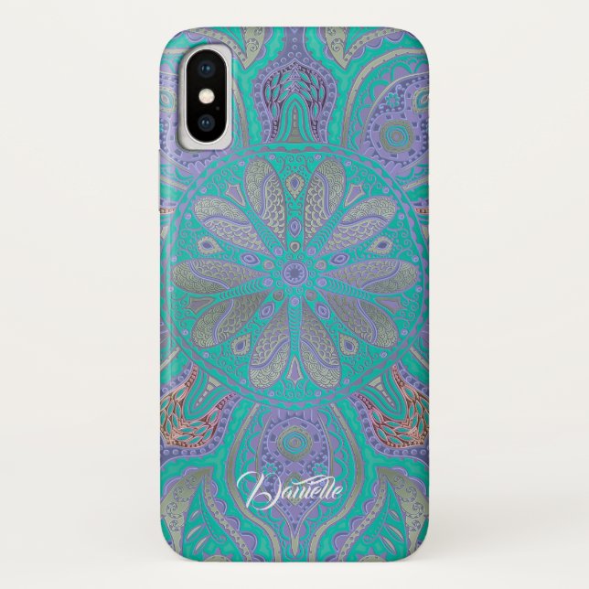 Bunter grüner lila GoldMandala iPhone X Kasten Case-Mate iPhone Hülle (Rückseite)