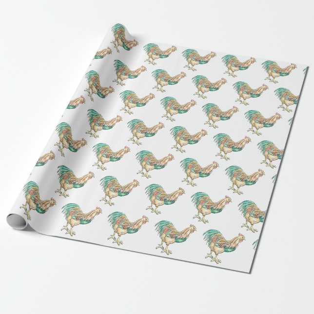 Bunter Hahn Geschenkpapier (Ungerollt)