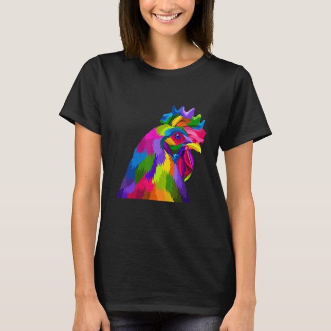 Bunter Hahn Huhn T-Shirt (Vorderseite)
