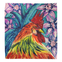 Bunter Hahn-WasserfarbeBandana