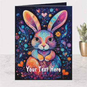 Bunter Hase Benutzerdefinierter Text Karte