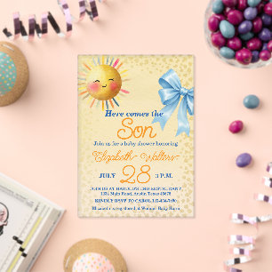 Bunter Here Comes the Son Junge Babyparty Acryleinladungen