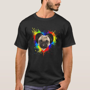 Bunter Herz Baby Mops Hund Liebe R Papa Mama Junge T-Shirt