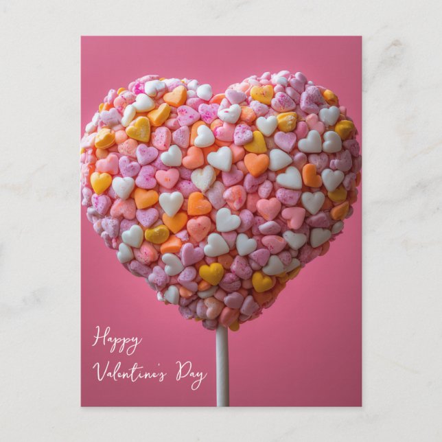 Bunter Herz Cake Pop Valentinstag Postkarte (Vorderseite)