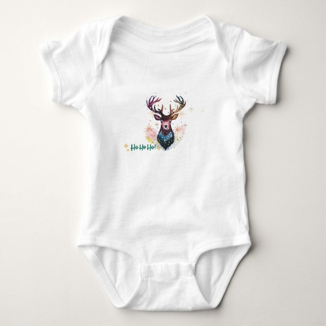 Bunter Hirsch - Ho Ho Ho Baby Strampler (Vorderseite)
