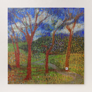 Bunter Holzbaumdruck Puzzle