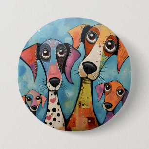 Bunter Hund Abstrakte Kunst Cartoon-Stil Button