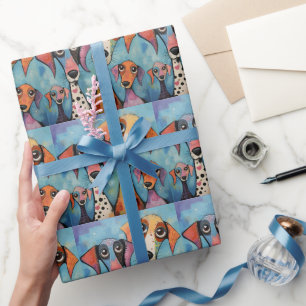 Bunter Hund Abstrakte Kunst Cartoon-Stil Geschenkpapier