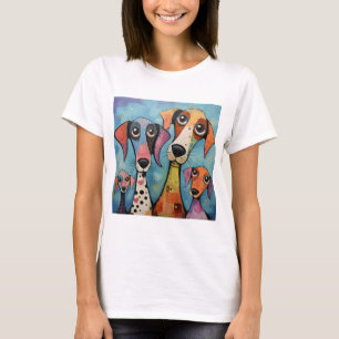 Bunter Hund Abstrakte Kunst Cartoon-Stil T-Shirt