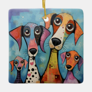 Bunter Hund Abstraktes Kunst-Cartoon-Stil Keramikornament