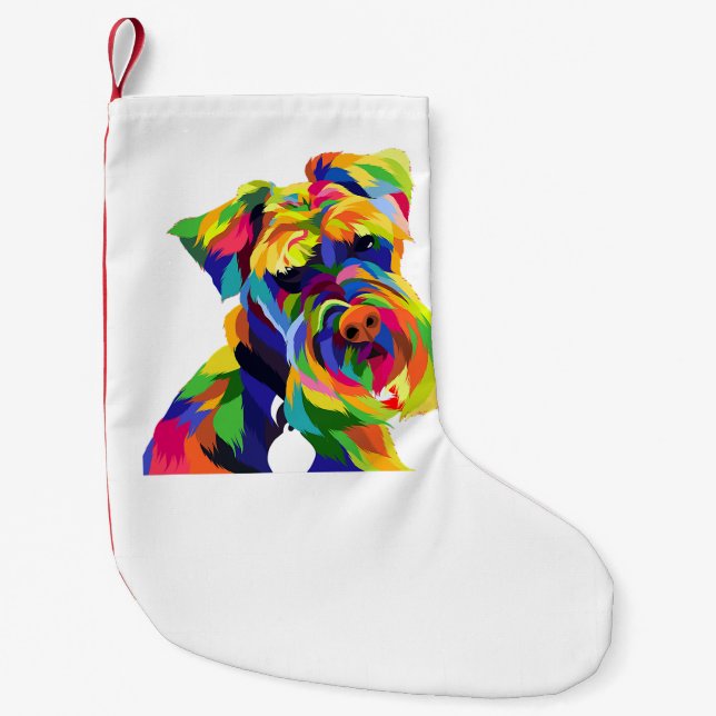 bunter Hund Art Schnauzer Mama und Papa Haustier Kleiner Weihnachtsstrumpf (Vorderseite)