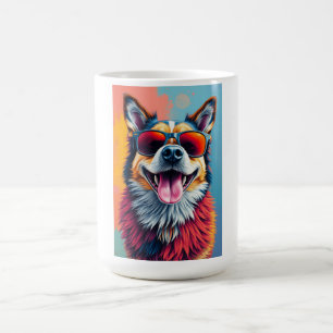 Bunter Hund mit Sonnenbrille Kaffeetasse