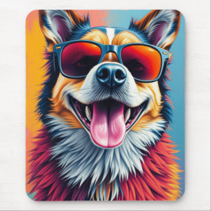Bunter Hund mit Sonnenbrille Mousepad