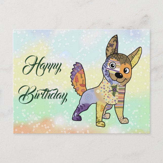 Bunter Hund Postkarte (Vorderseite)