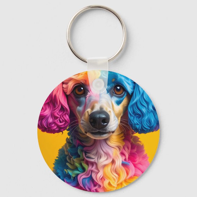 Bunter Hund Schlüsselanhänger (Vorderseite)