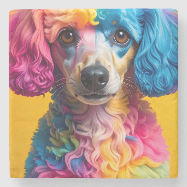 Bunter Hund Steinuntersetzer (Vorderseite)