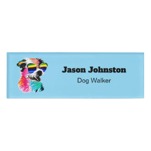 Bunter Hundeausführer Pet Professional Namenschild