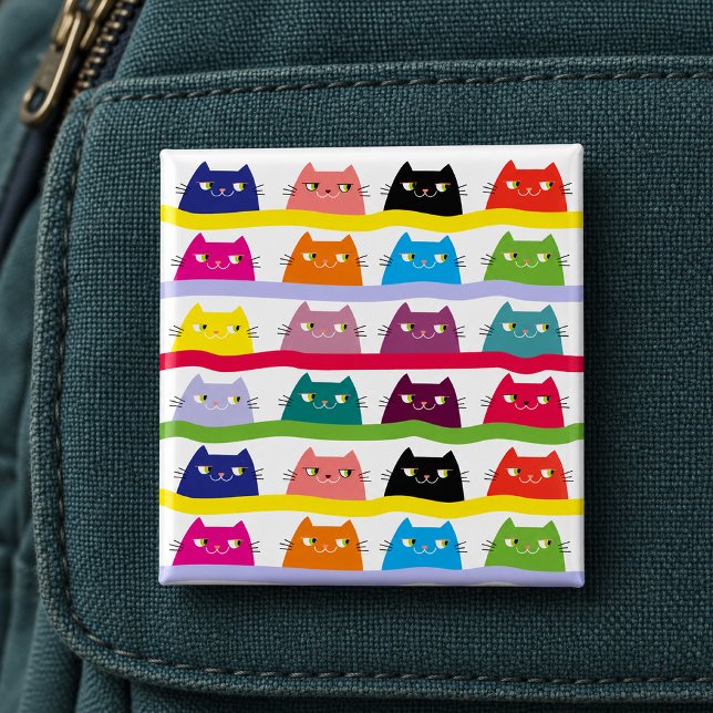 Bunter Katzenknopf Lustig Süß Button (Von Creator hochgeladen)