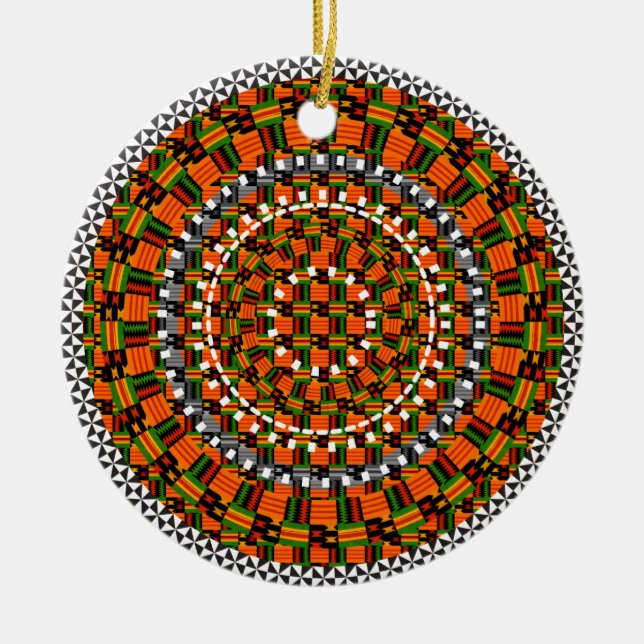 Bunter Kente Entwurf Keramik Ornament (Vorne)