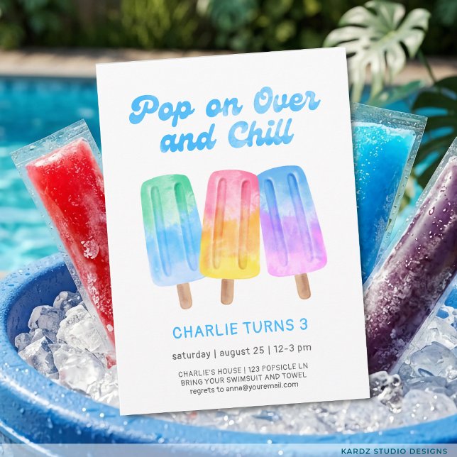 Bunter Kinder-Eis Sommer Junge 3. Geburtstag Einladung (Von Creator hochgeladen)