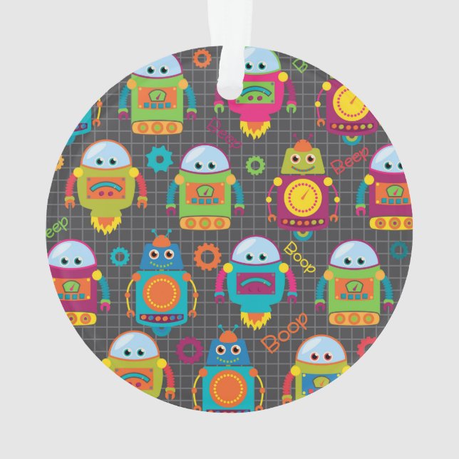 Bunter Kinderroboter Ornament (Rückseite)