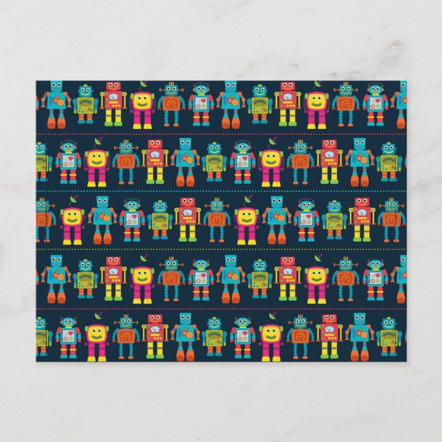 Bunter Kinderroboter Postkarte (Vorderseite)