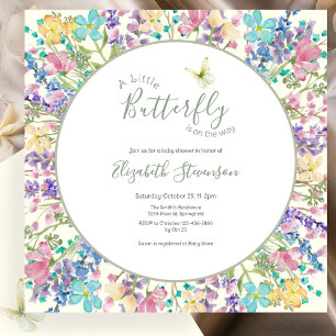 Bunter Kleiner Schmetterling Florale Babyparty Einladung