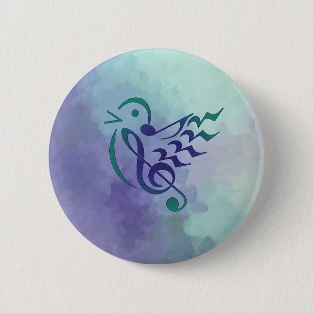 Bunter Knopf des Singvogels im Flug Button (Vorderseite)