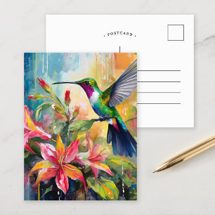 Bunter Kolibri Moderne Kunst Postkarte