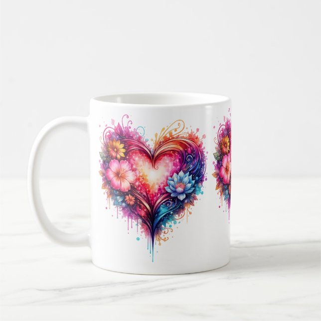 Bunter künstlerischer Herzbecher Kaffeetasse (Links)