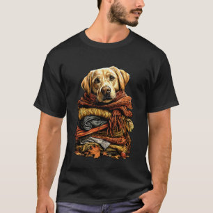 Bunter Labrador Retriever ruht auf Herbstlaub Au T-Shirt